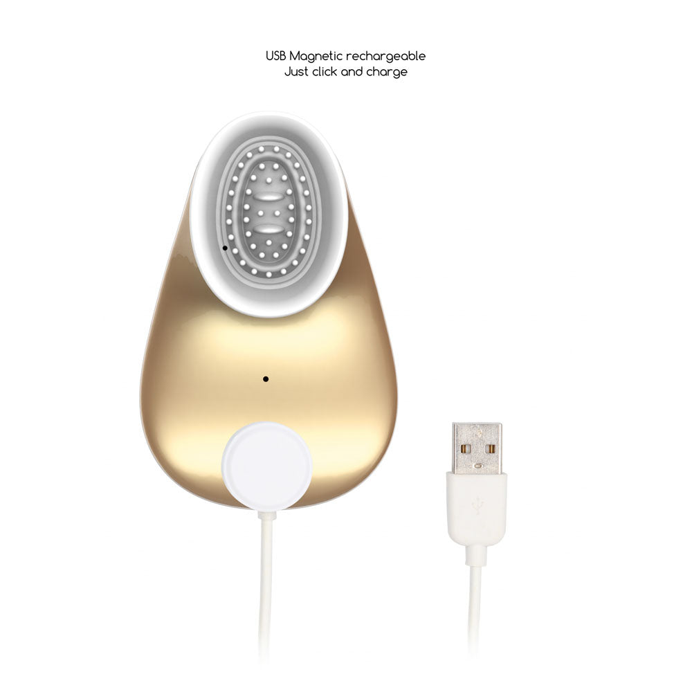 Twitch 1 - Gold - Gold USB Rechargeable Suction Vibrator-INN001GLD