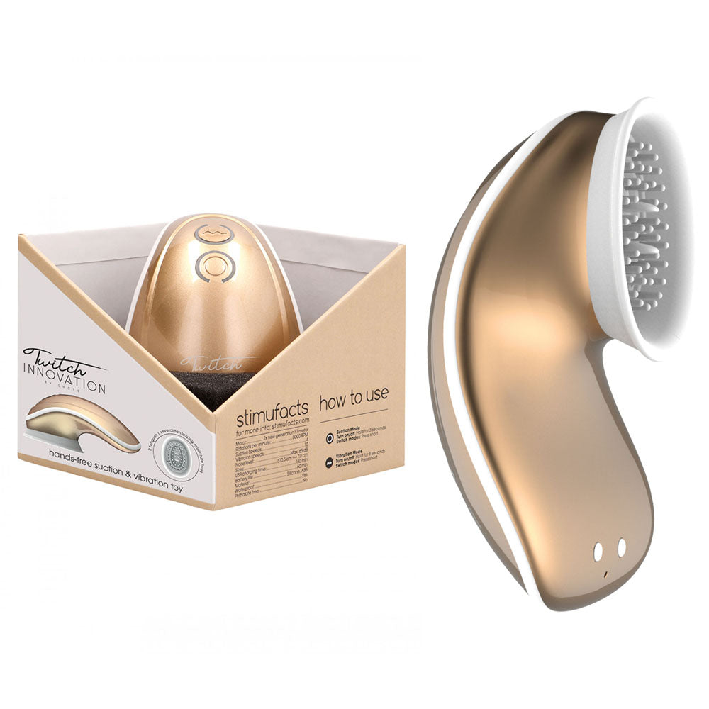 Twitch 1 - Gold - Gold USB Rechargeable Suction Vibrator-INN001GLD