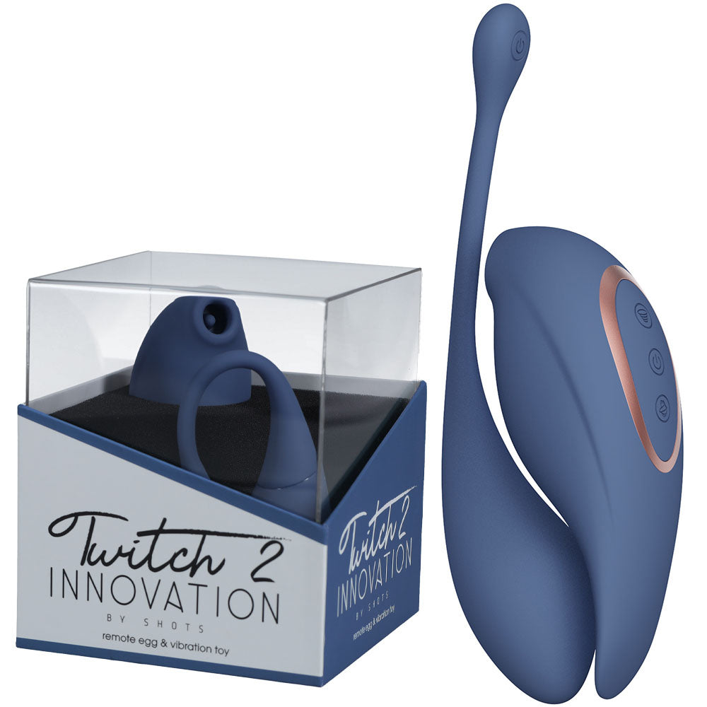 Twitch 2 - Blue - Blue US Rechargeable Suction Vibrator with Remote Vibrating Egg-INN002BLU