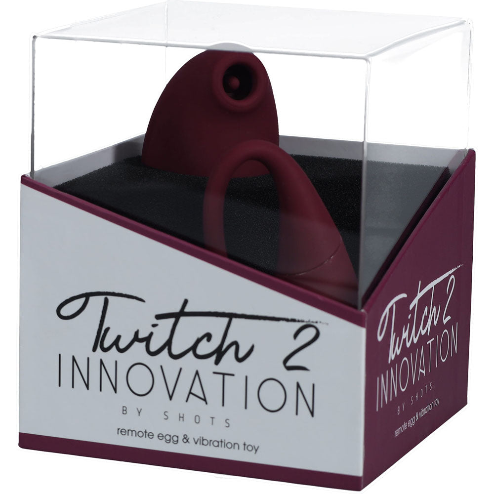 Twitch 2 - Burgundy - Burgundy US Rechargeable Suction Vibrator with Remote Vibrating Egg-INN002BUR