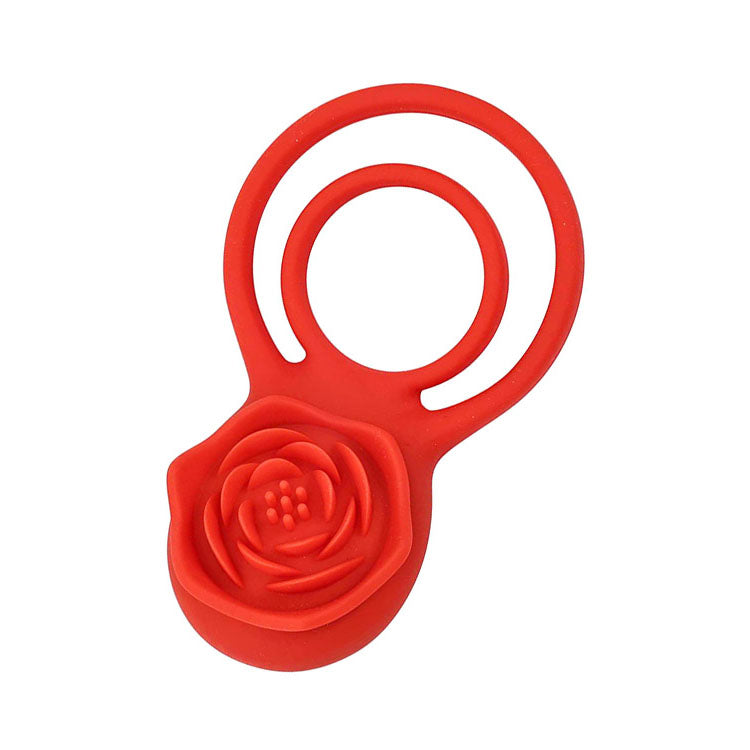 Adam & Eve VIBRATING ROSE DOUBLE ENHANCER - Red USB Rechargeable Cock & Balls Ring with Remote-J661 6000