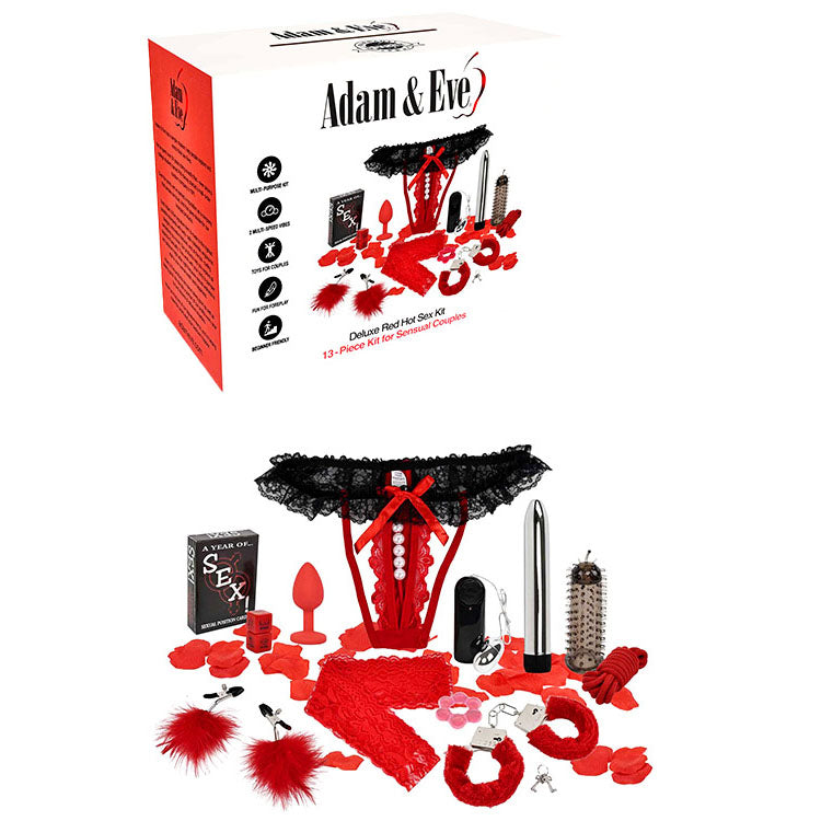 Adam & Eve DELUXE RED HOT SEX KIT - Couples Kit - 13 Piece Set-J784 0000