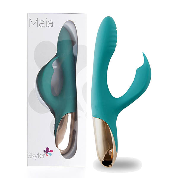 Maia Skyler - Green 21.6 cm USB Rechargeable Bendable Rabbit Vibrator-JM-18104