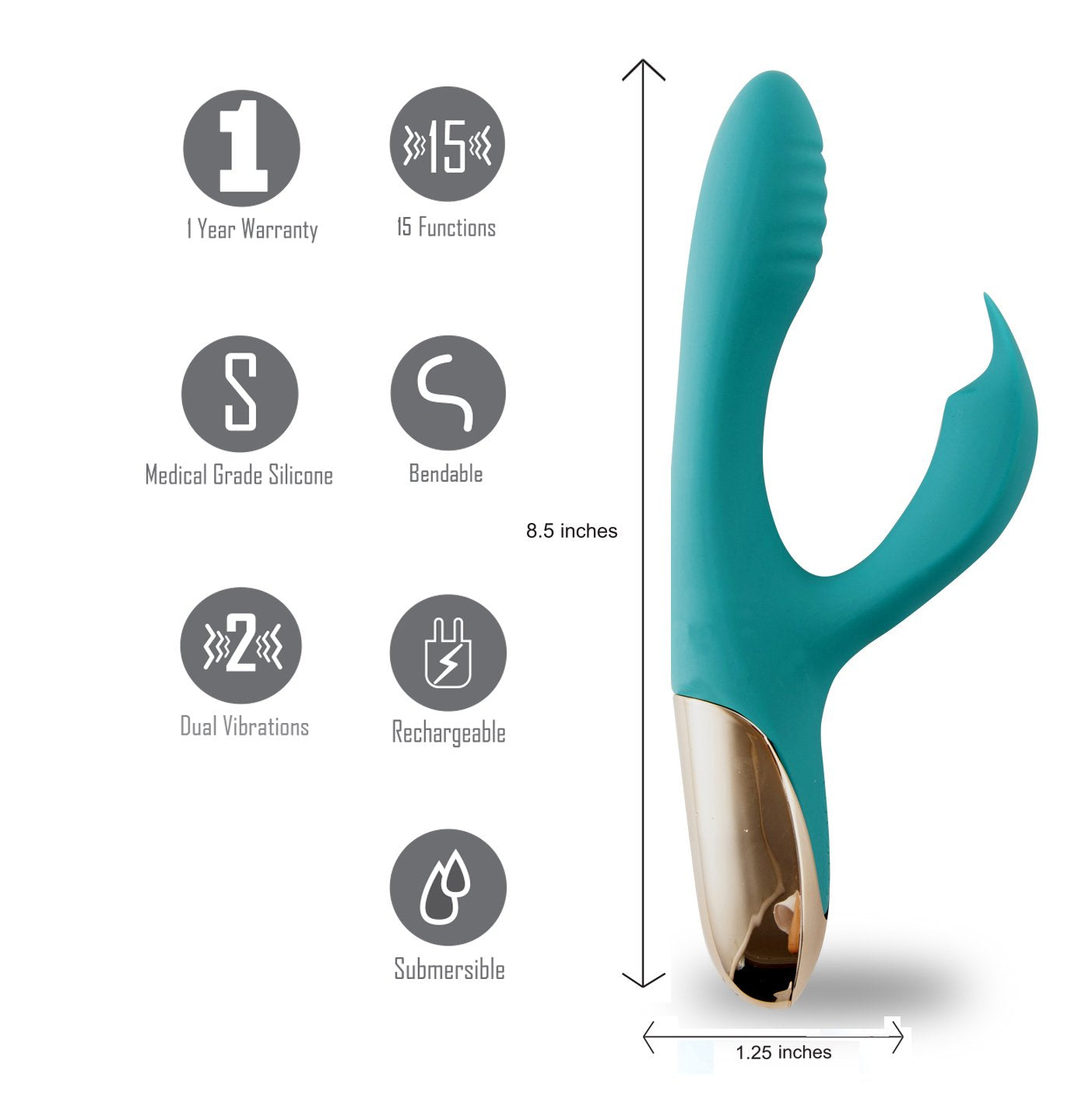 Maia Skyler - Green 21.6 cm USB Rechargeable Bendable Rabbit Vibrator-JM-18104