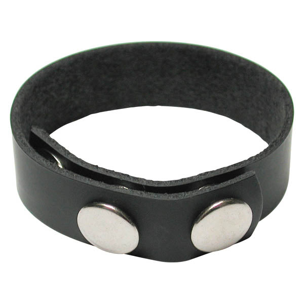 KinkLab 3 Snap Cock Ring - Black Leather Adjustable Cock Ring-KL642