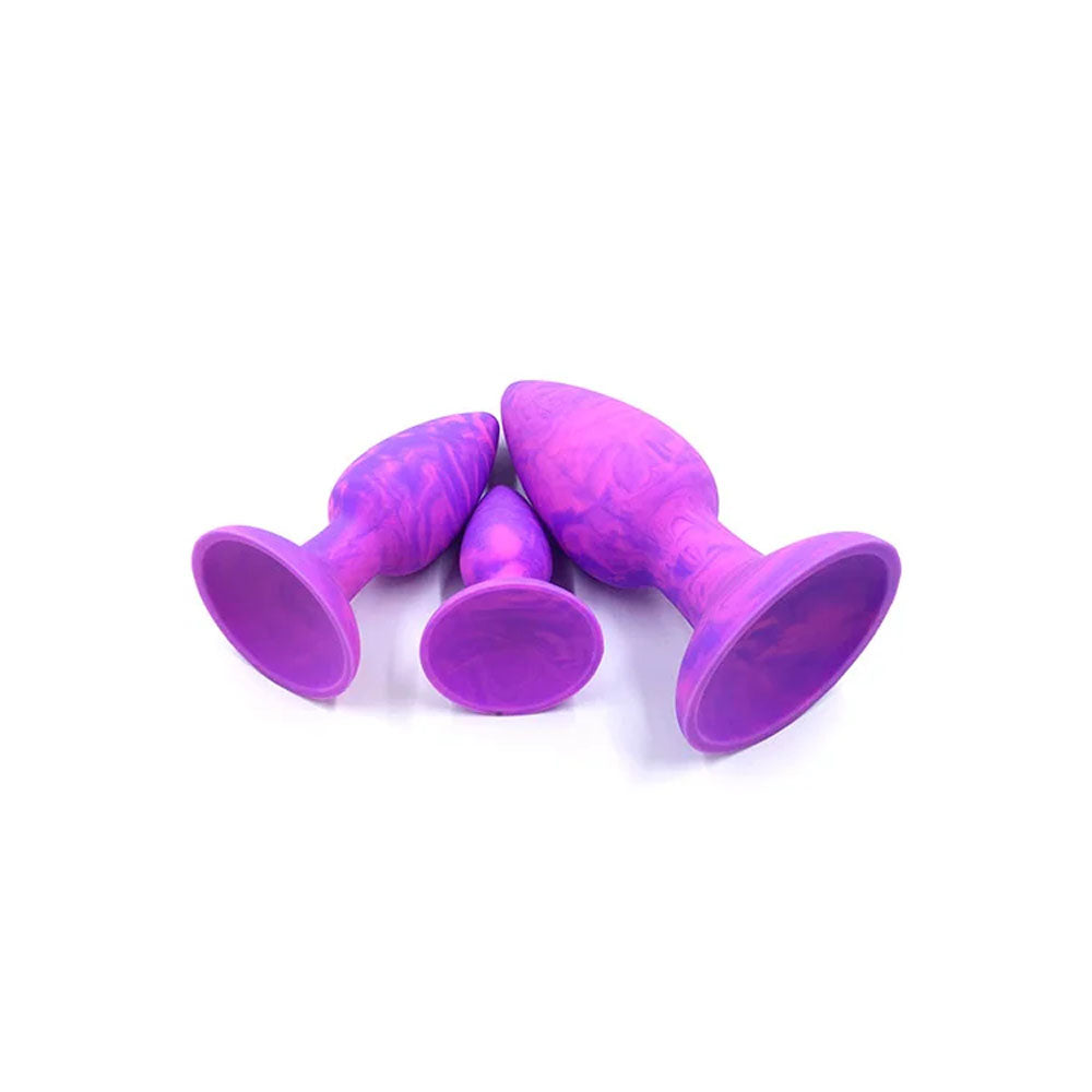 Adam & Eve COLOUR SWIRL Anal Plug Set - Purple/Pink Butt Plugs - Set of 3 Sizes-L252 3100