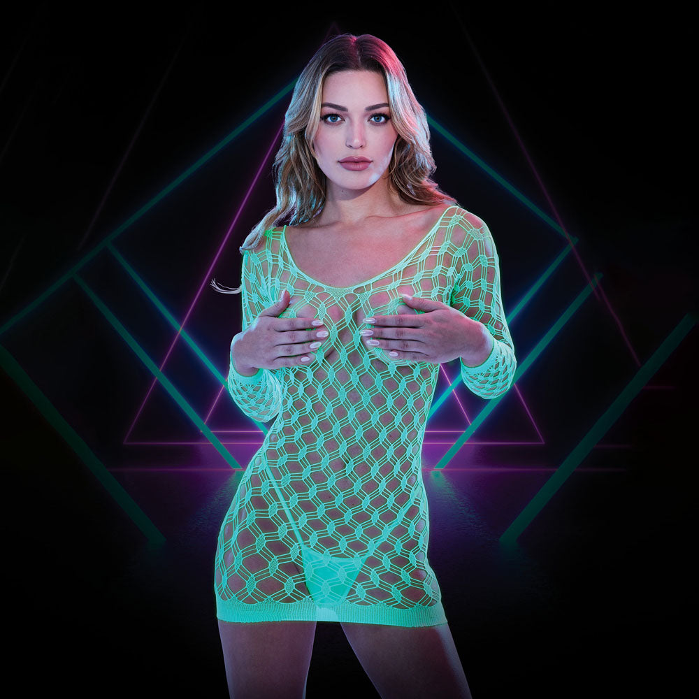 LAPDANCE Glow In The Dark Mini Dress - 1Size - Glow in the Dark - One Size-LC-112-GID