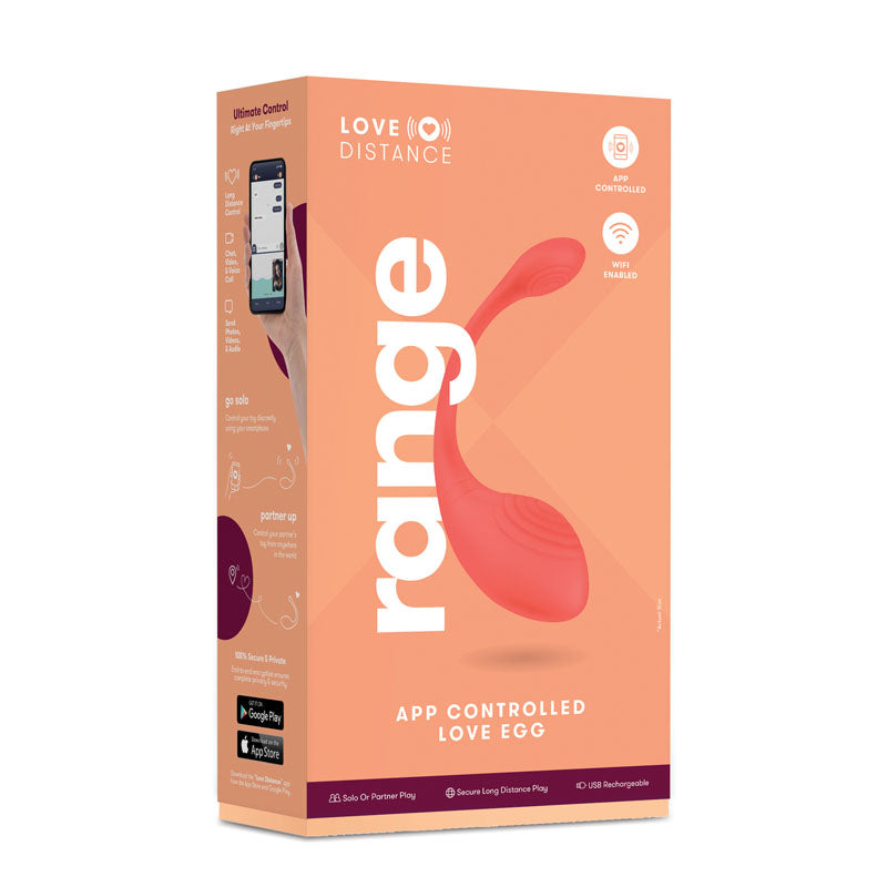 Love Distance RANGE - Coral Rechargeable Love Egg with App Contol-LD-003-COR