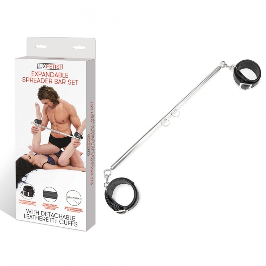 Lux Fetish Expandable Spreader Bar Set 35" - 47" With Detachable Leath...-LF1000