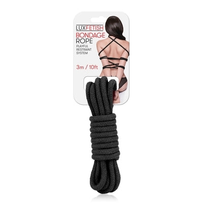Lux Fetish Bondage Rope 3M Black-LF5100BLK