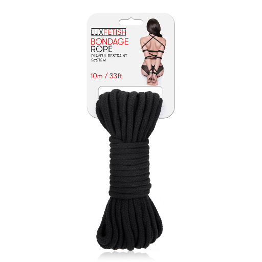 Lux Fetish BONDAGE ROPE 10M - BLACK-LF5106BLK
