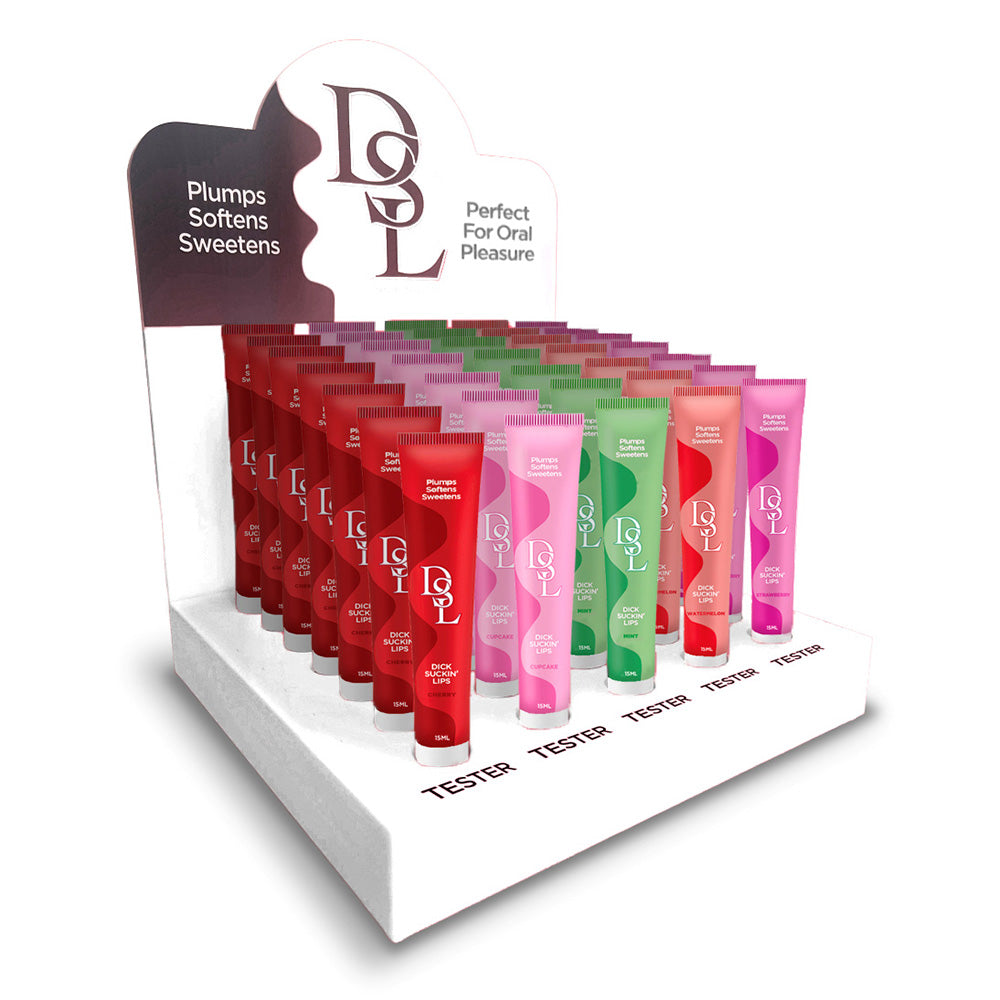 DSL Dick Sucking Lips Display - Flavoured Lip Plumpers - Display of 60 + Testers - LGBT.1600