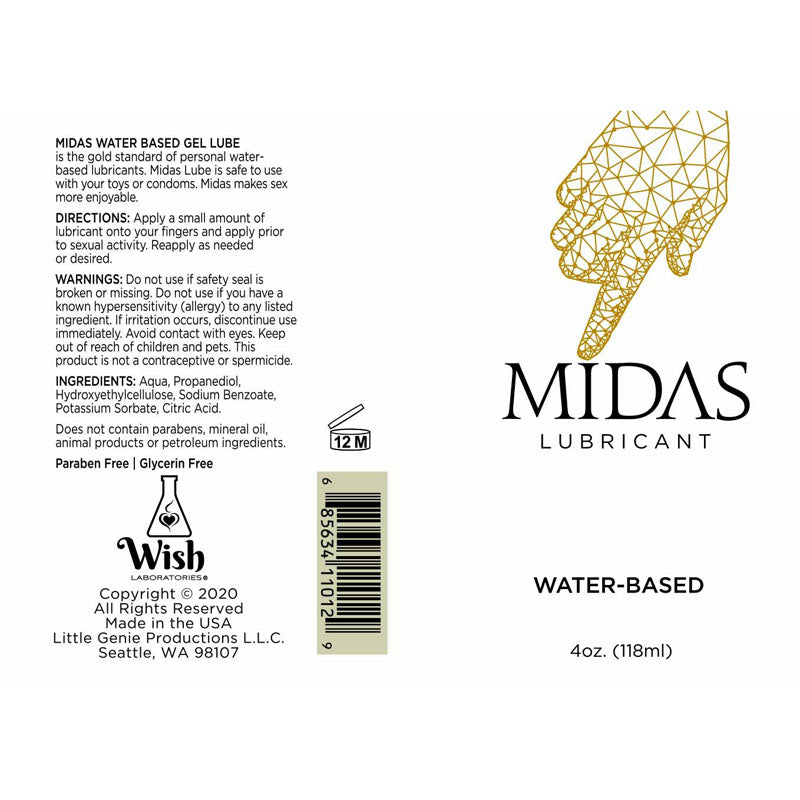 Midas Water Based Lube - Water Based Lubricant - 118 ml Bottle-LGBT.200