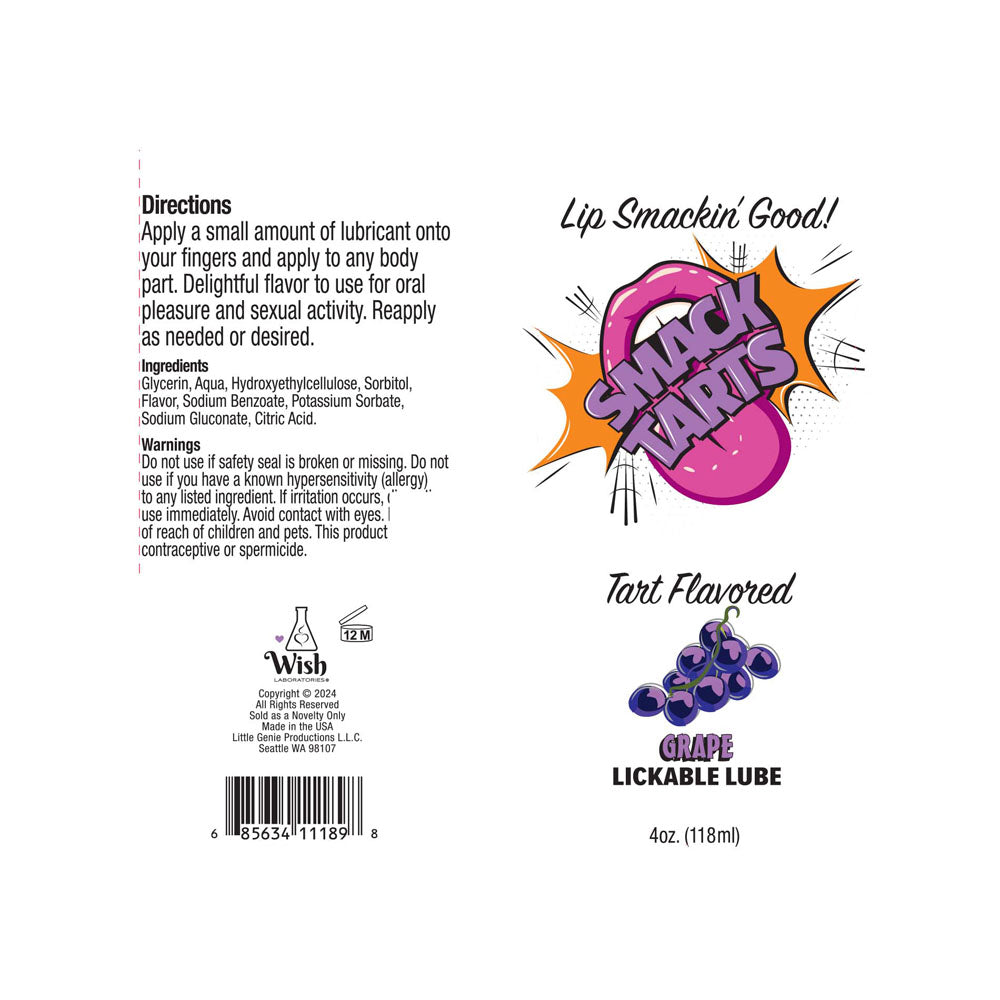 Smack Tarts - Sour Grape - Sour Grape Flavoured Lubricant - 120 ml Tube-LGBT.421