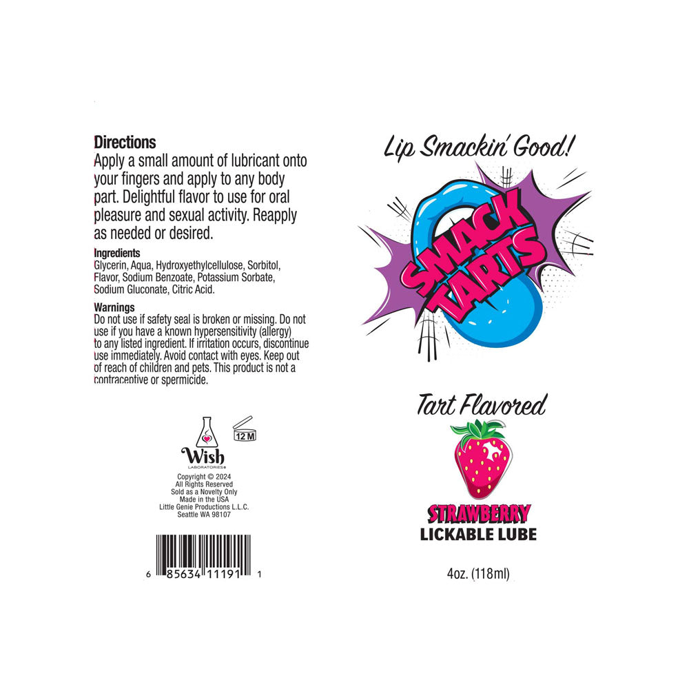 Smack Tarts - Sour Strawberry - Sour Strawberry Flavoured Lubricant - 120 ml Tube-LGBT.424