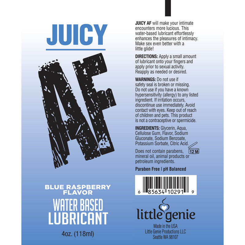 Juicy AF - Blue Raspberry - Blue Raspberry Flavoured Water Based Lubricant - 120 ml Tube-LGBT.621