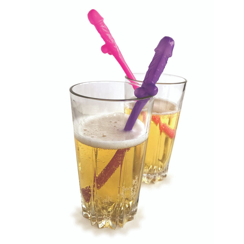 Super Fun Penis Party Straws - Pink/Purple Dicky Straws - Set of 8-LGCP.1057