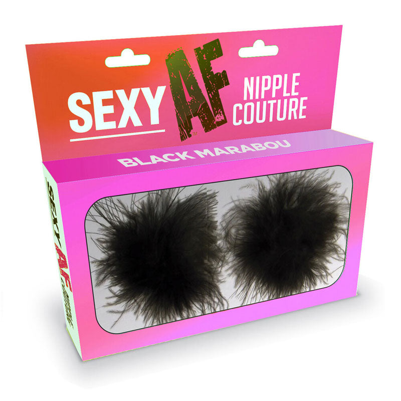 Sexy AF - Nipple Couture Black Marabou - Black Marabou Reuseable Nipple Pasties-LGNV.205