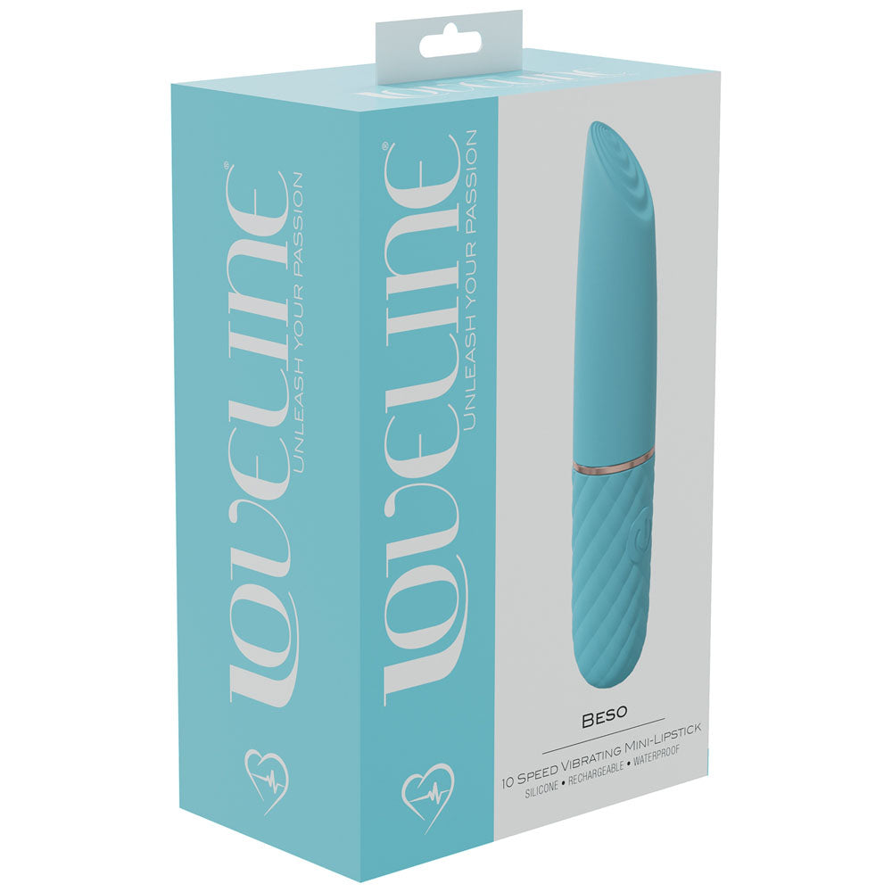 LOVELINE Beso - Blue - Blue 10.6 cm USB Rechargeable Mini Lipstick Vibrator-LOVU006BLU