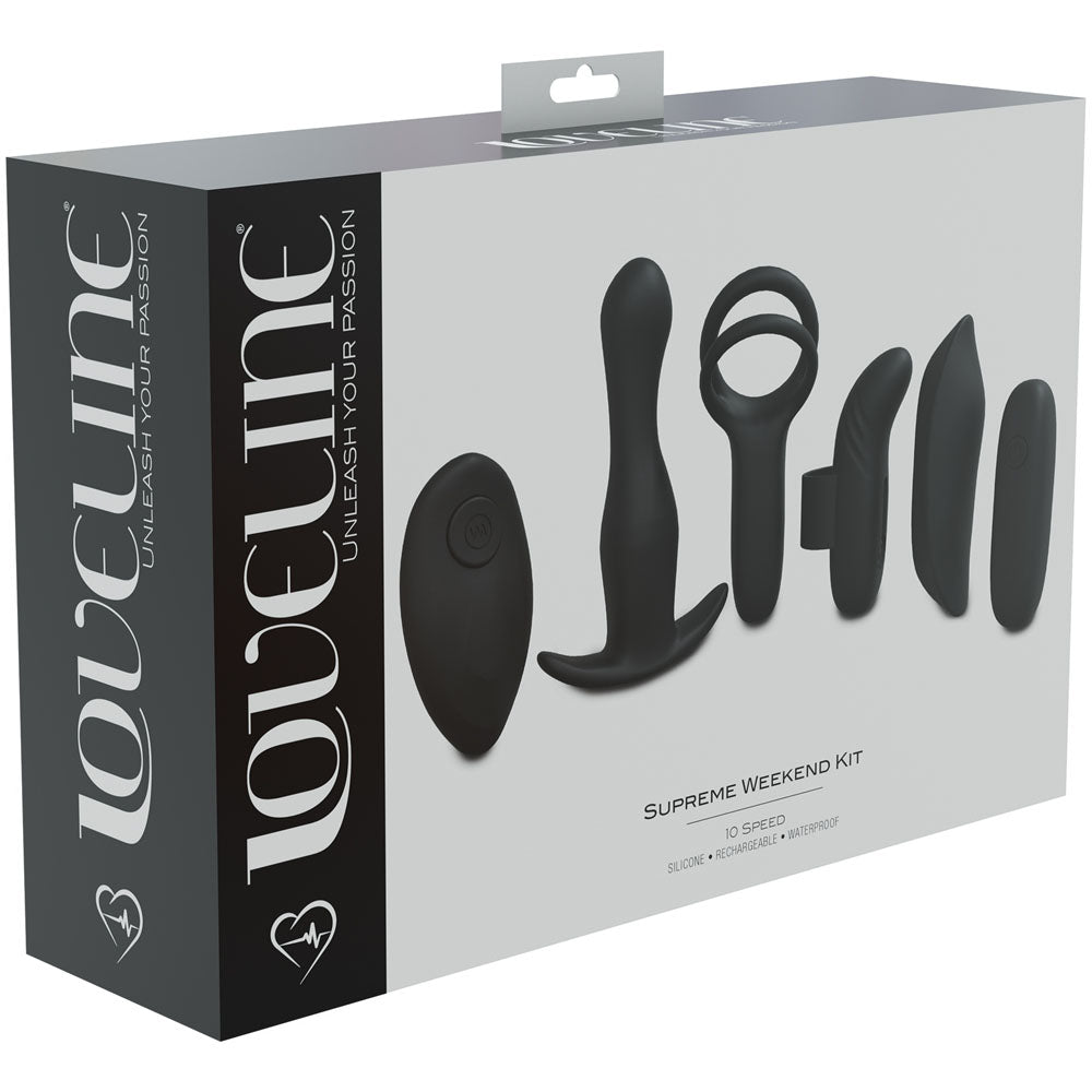 LOVELINE Supreme Weekend Kit - Black - Black USB Rechargeable 5 Piece Kit-LOVU016BLK