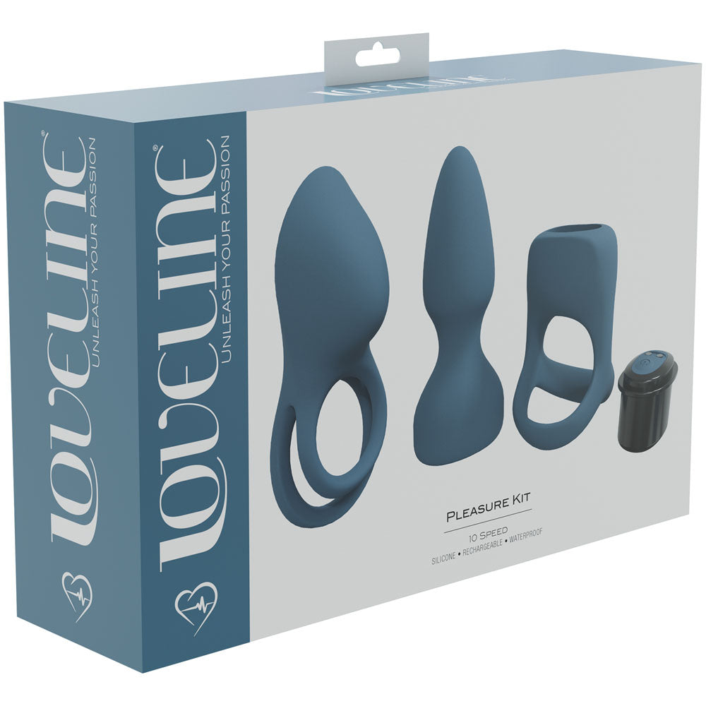 LOVELINE Pleasure Kit - Blue - Blue USB Rechargeable Male Kit - 3 Piece Set-LOVU017BLU