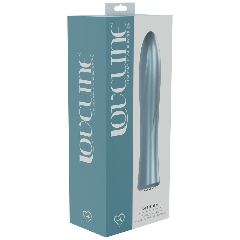 LOVELINE La Perla II - Blue - Pearlescent Blue 19.2 cm USB Rechargeable Vibrator-LOVU024PBLU