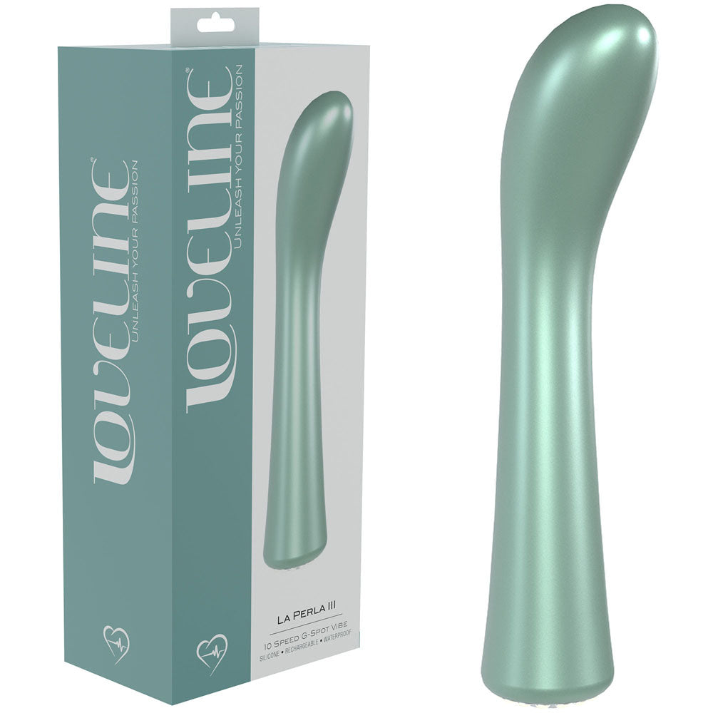 LOVELINE La Perla III - Green - Pearlescent Green 19.2 cm USB Rechargeable Vibrator-LOVU025PGRN