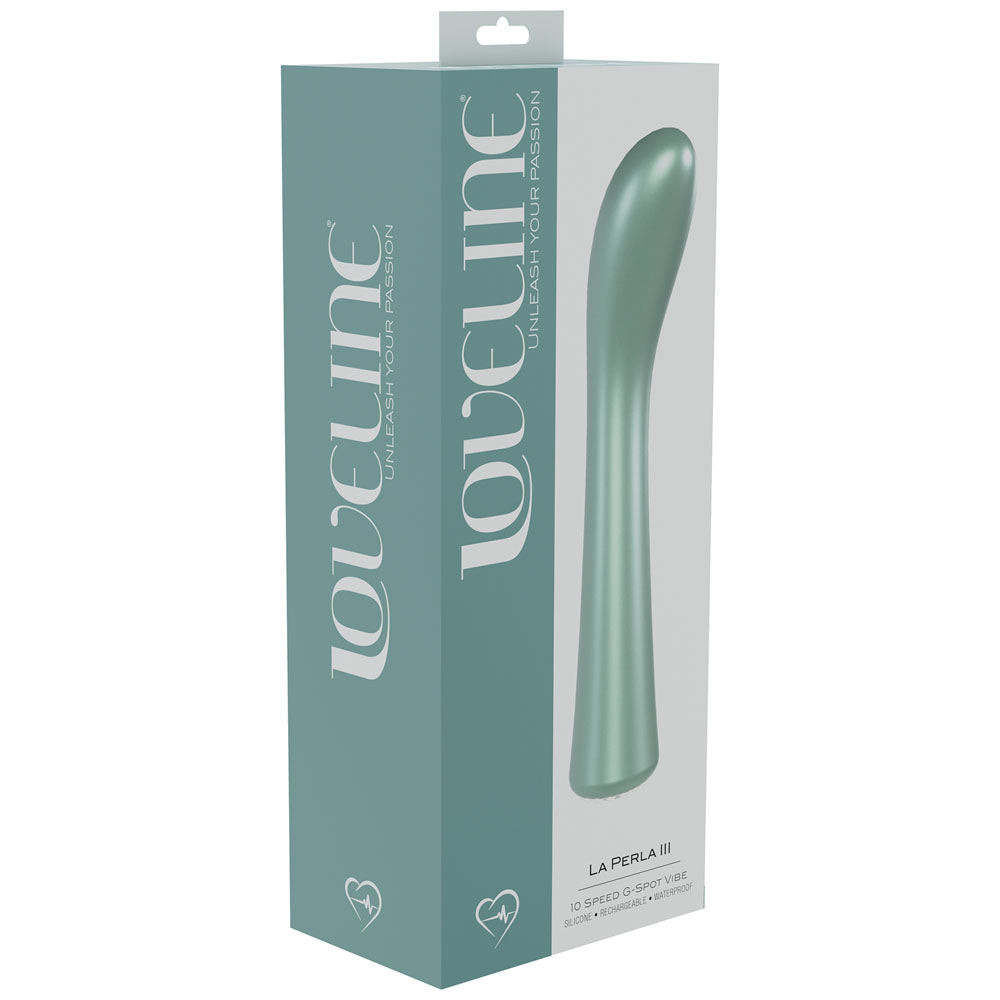 LOVELINE La Perla III - Green - Pearlescent Green 19.2 cm USB Rechargeable Vibrator-LOVU025PGRN