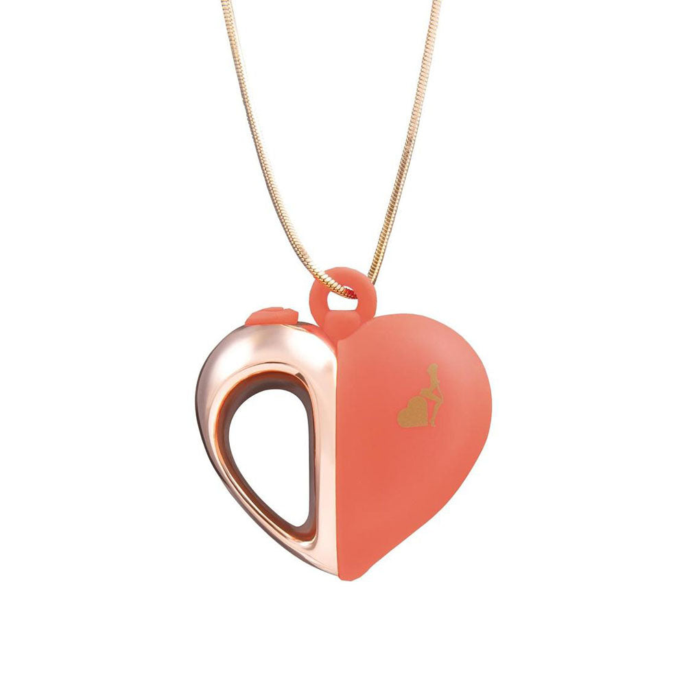 LAPDANCE Heart Pendant Wearable Necklace Vibrator - Pink/Rose Gold USB Rechargeable Necklace Vibrator-LT205