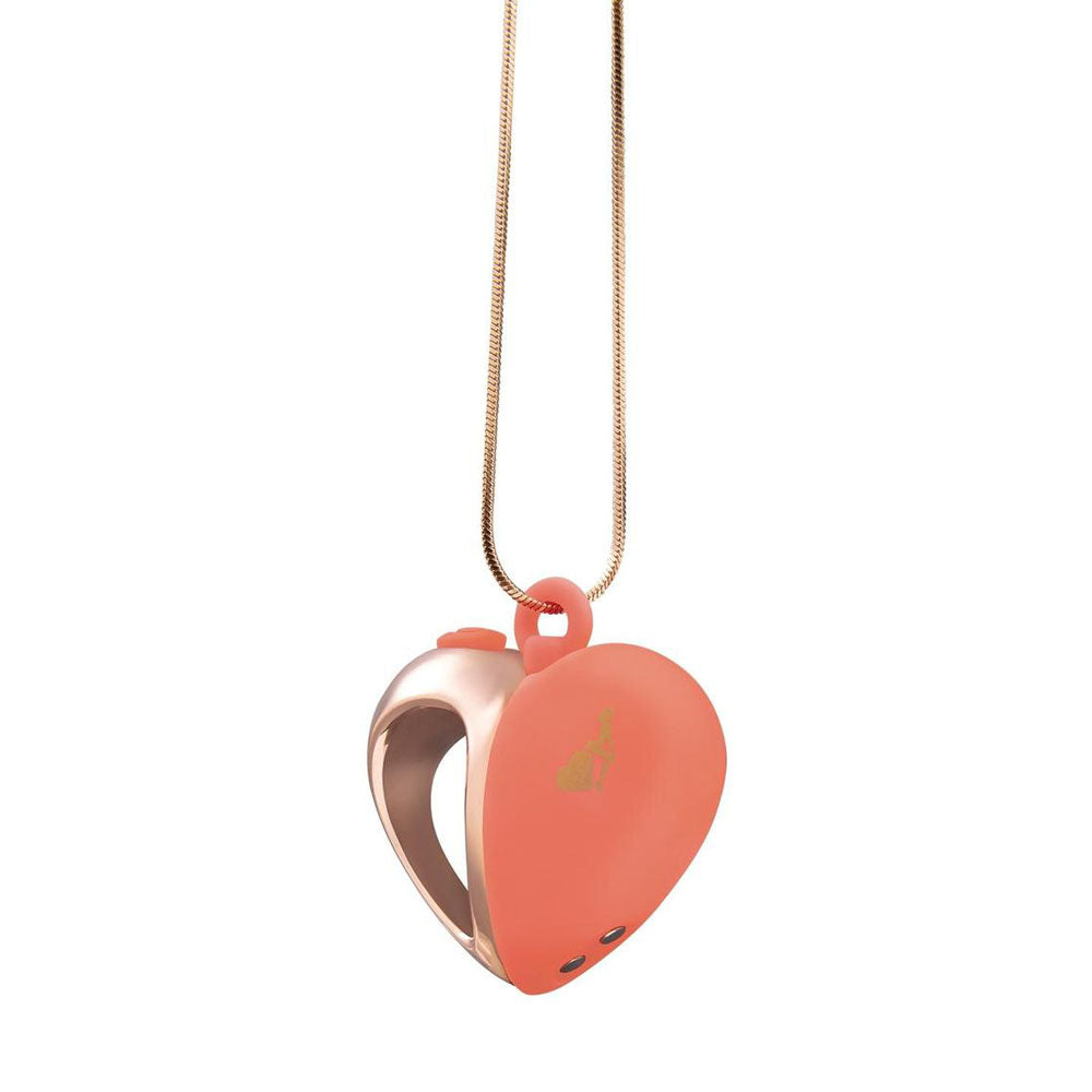 LAPDANCE Heart Pendant Wearable Necklace Vibrator - Pink/Rose Gold USB Rechargeable Necklace Vibrator-LT205