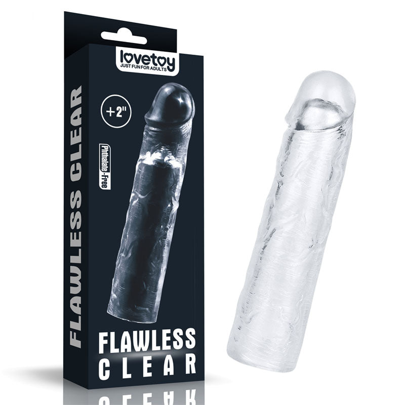 Flawless Clear Penis Sleeve 2 - Clear 5 cm Penis Extender Sleeve-LV314014