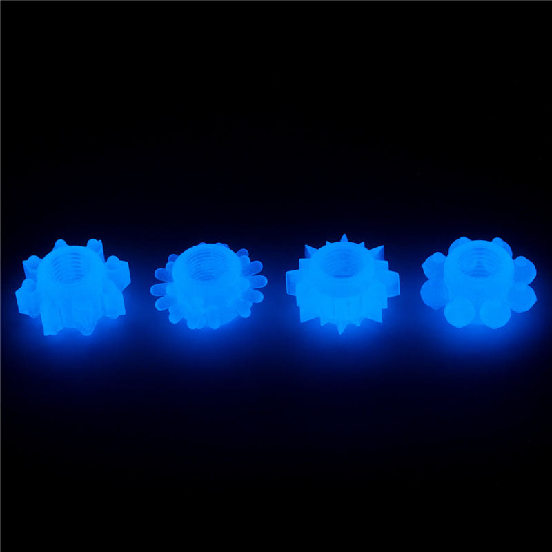 Lumino Play Penis Rings 4 Pack - Glow in the Dark Blue Cock Rings - Set of 4-LV343011