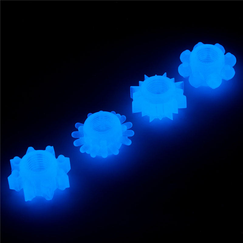 Lumino Play Penis Rings 4 Pack - Glow in the Dark Blue Cock Rings - Set of 4-LV343011