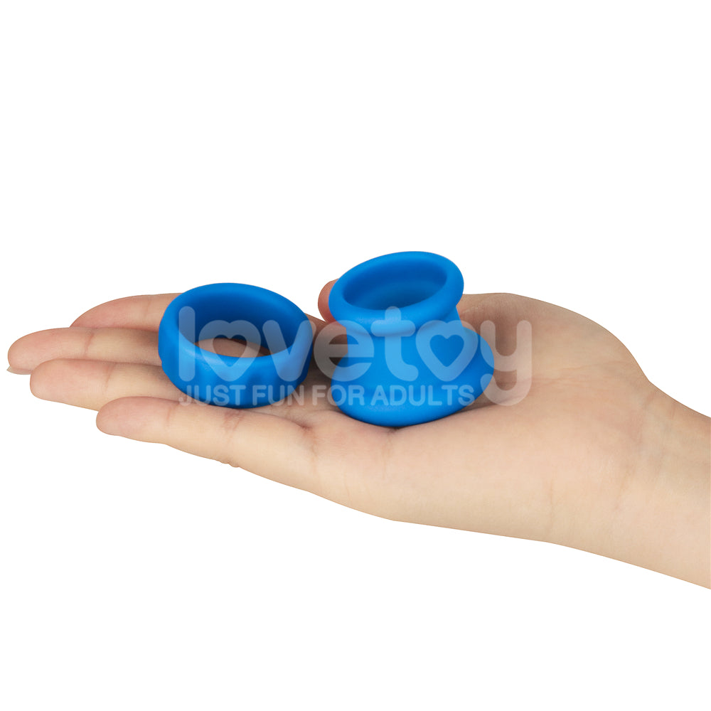 Pinnacle Pro Twin Flex - Blue Cock & Balls Rings