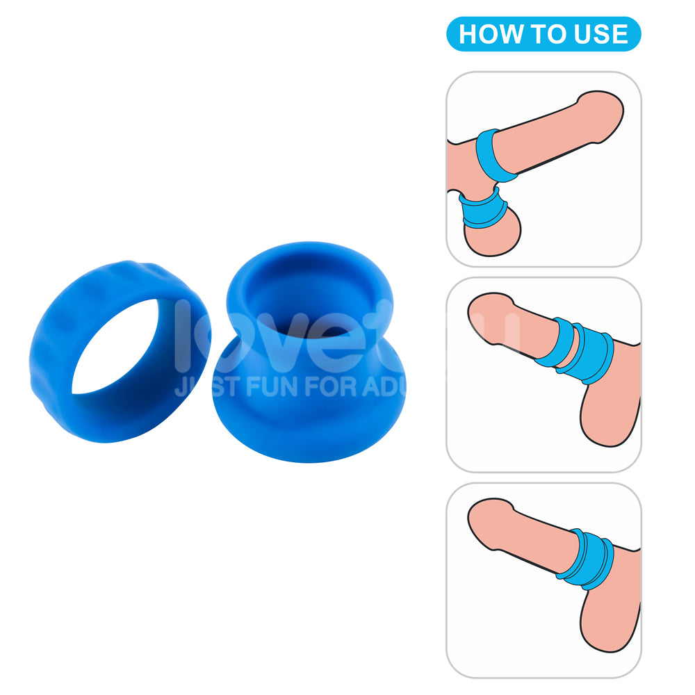 Pinnacle Pro Twin Flex - Blue Cock & Balls Rings-LV443014