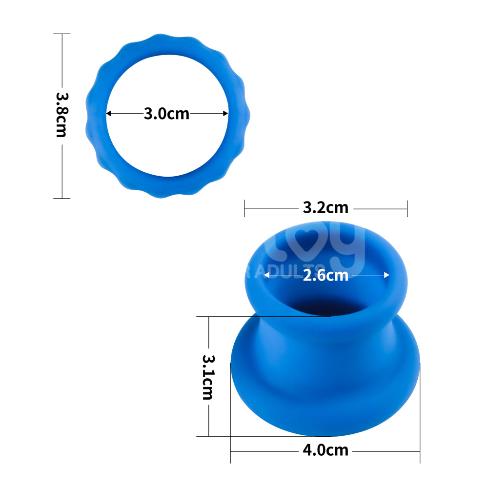 Pinnacle Pro Twin Flex - Blue Cock & Balls Rings-LV443014