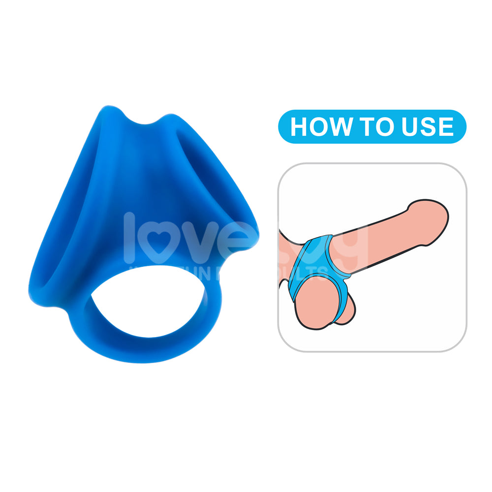 Pinnacle Pro Trio Grip Enhancer - Blue Cock & Balls Ring-LV443015