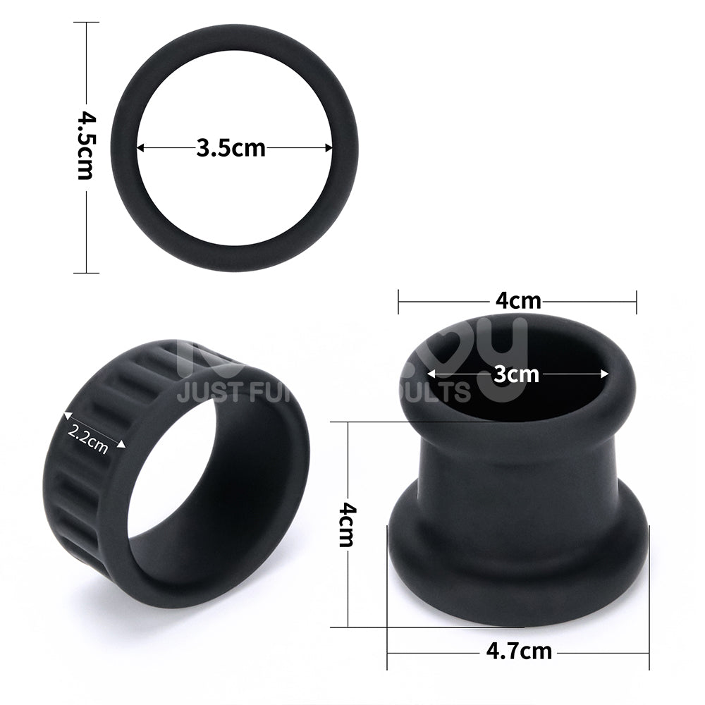 Pinnacle Pro Twin Grip Enhancer - Black Cock & Balls Ring-LV443021