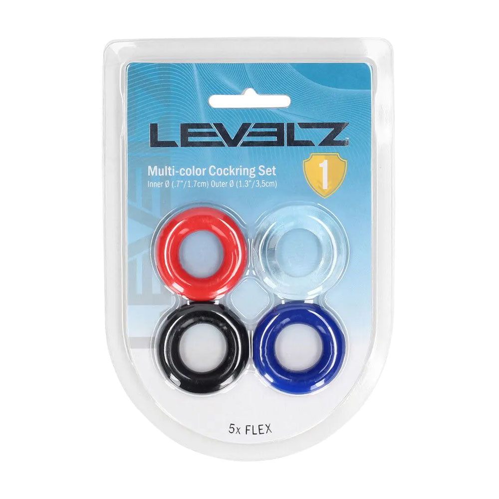 LEVELZ Multicolour Cock Ring Set - 4 Pack - Coloured Cock Rings - 4 Pack-LVL01-0001MUL