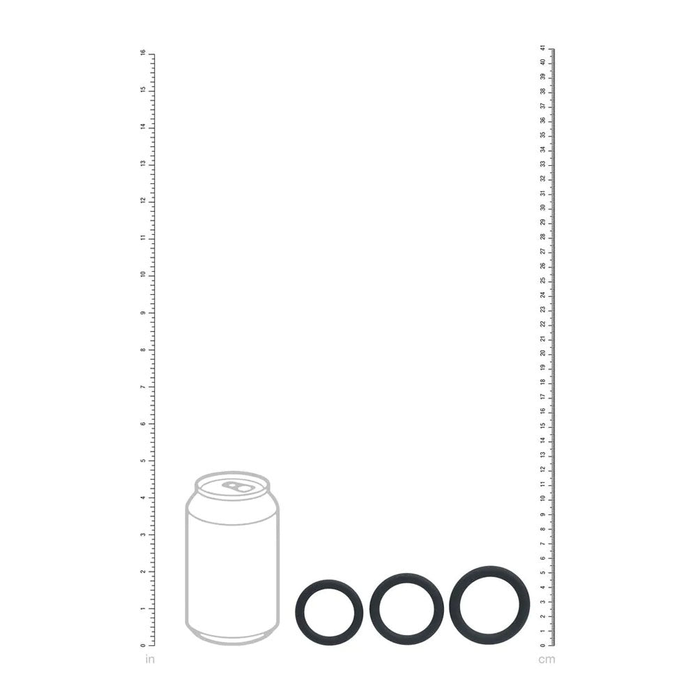 LEVELZ Classic Silicone Cock Ring Set - L/XL/XXL - Black Cock Rings - Set of 3 Sizes-LVL01-0007BLK