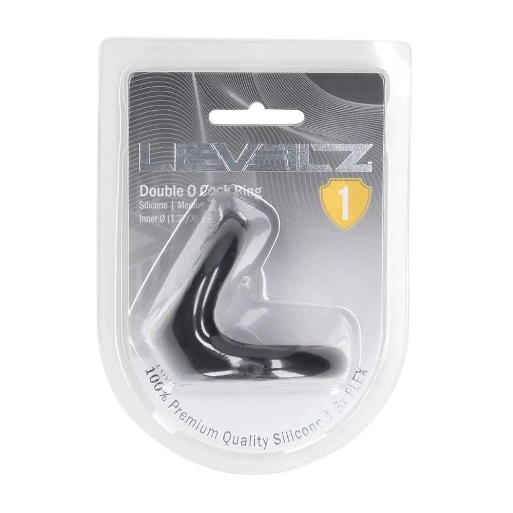 LEVELZ Double O Silicone Cock Ring - M - Black - Black Cock & Balls Rings-LVL01-0026BLK