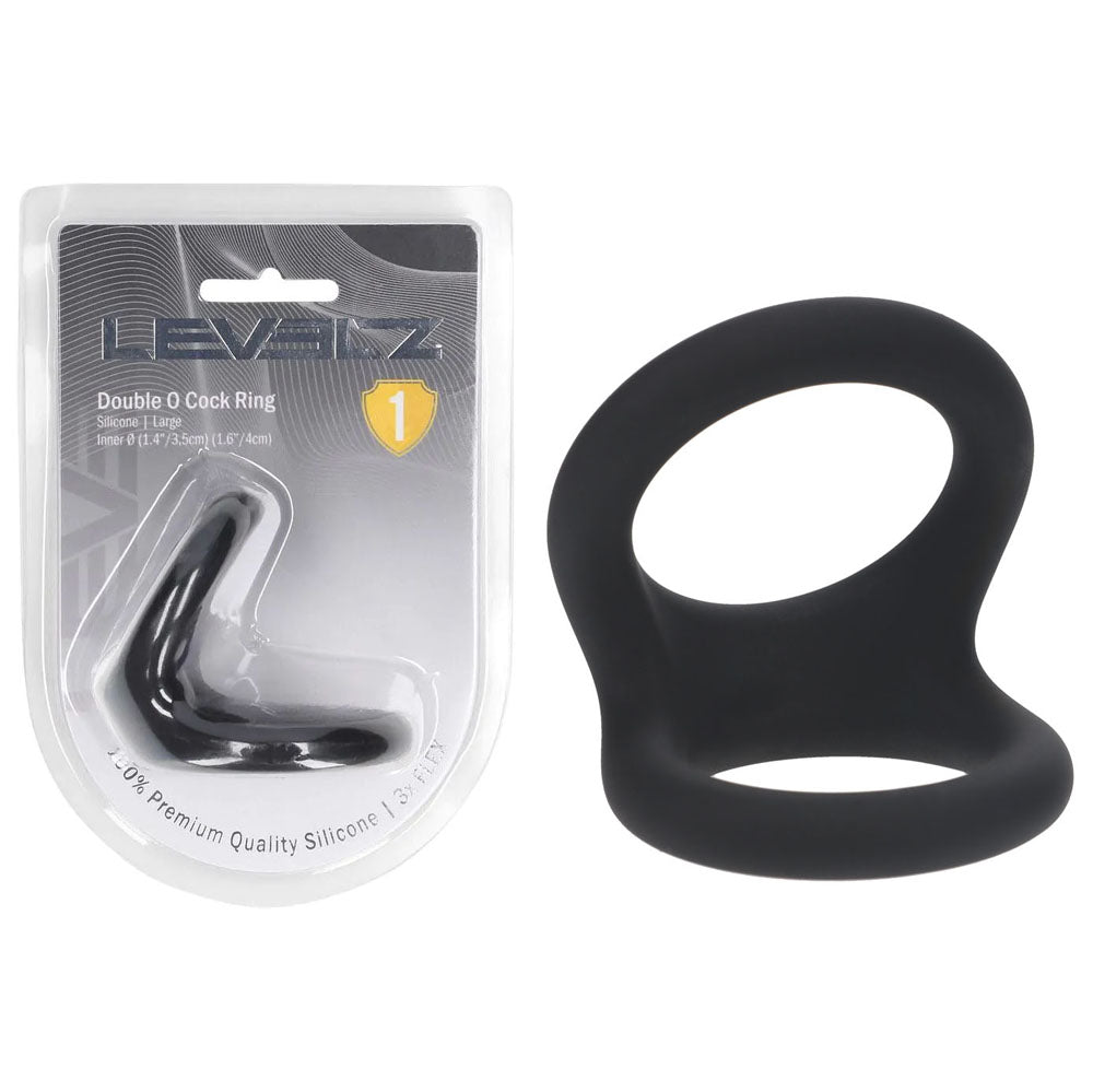 LEVELZ Double O Silicone Cock Ring - L - Black - Black Cock & Balls Rings-LVL01-0027BLK