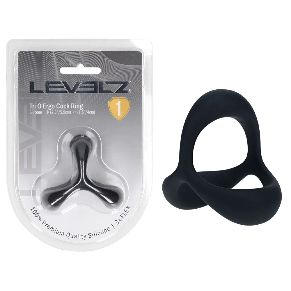 LEVELZ Tri O Ergo Silicone Cock Ring - Black - Black Cock & Balls Rings-LVL01-0033BLK