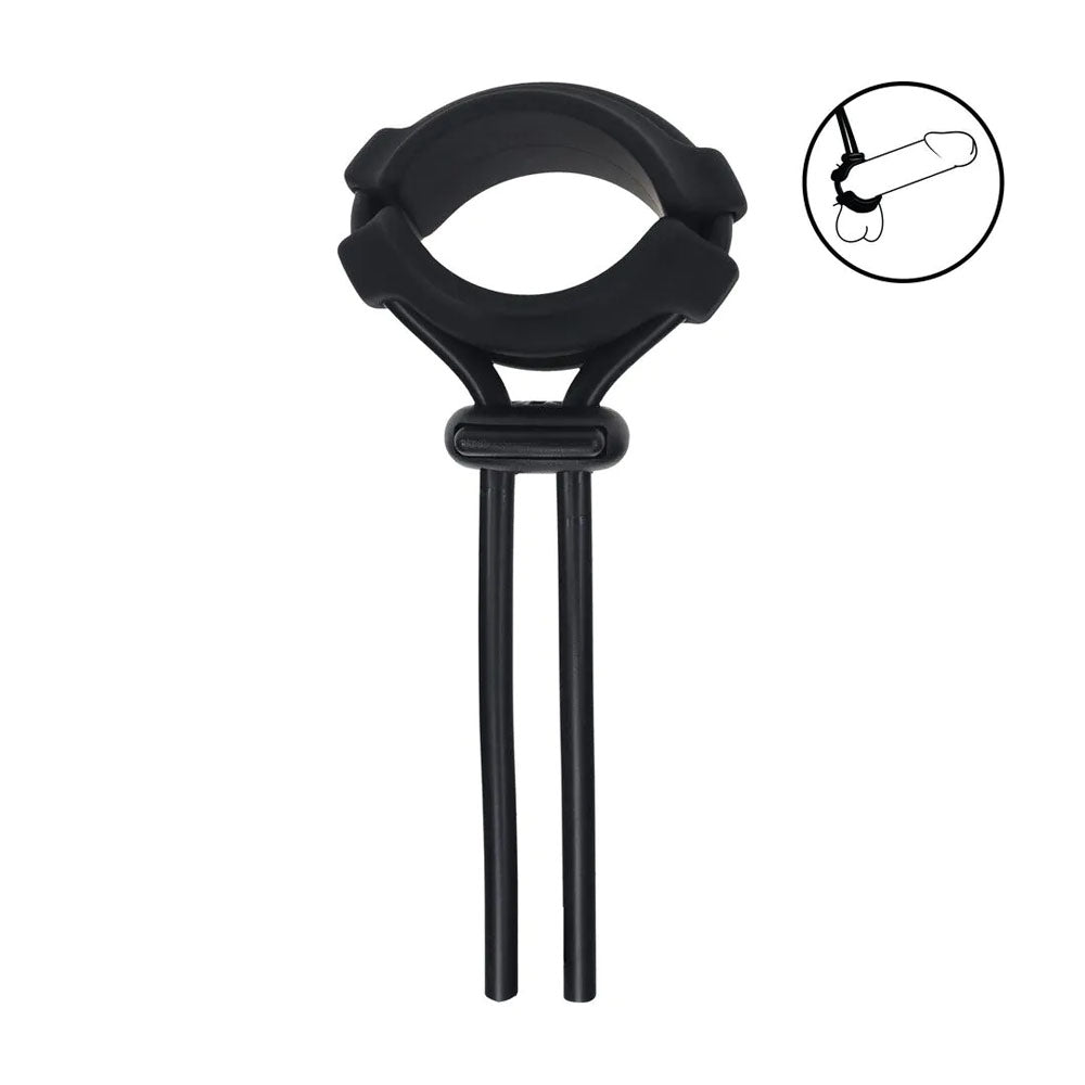 LEVELZ Wide Detachable Lasso Cock Ring - Black - Black Adjustable Cock Ring-LVL01-0054BLK