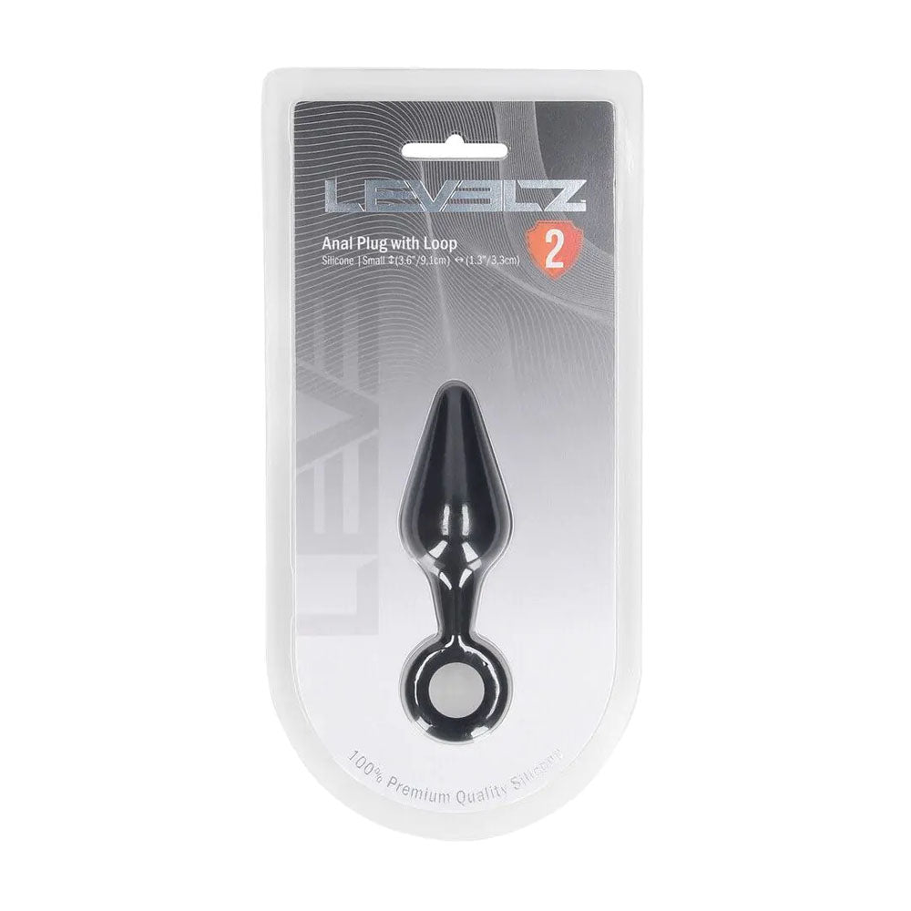 LEVELZ Silicone Anal Plug with Loop - Small - Black - Black Small Butt Plug-LVL02-0006BLK