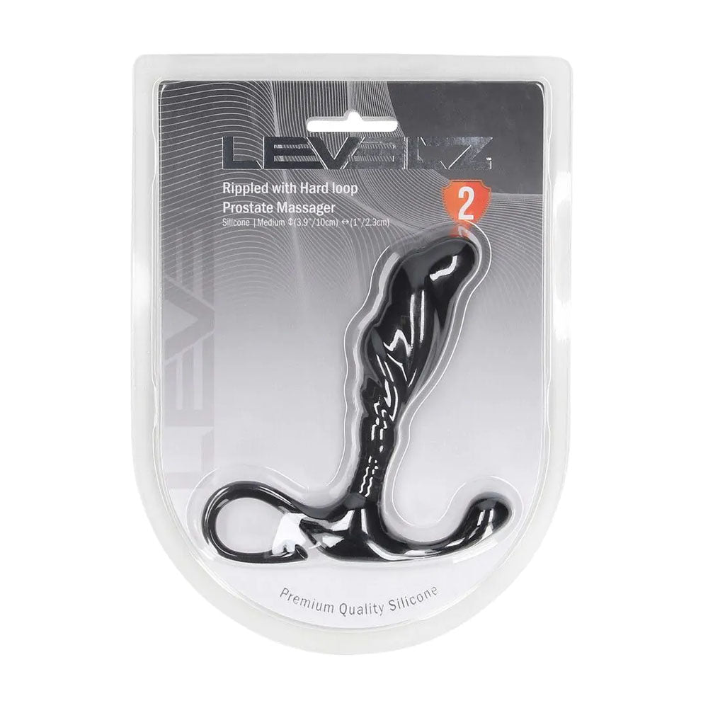 LEVELZ Rippled with Hard Loop Prostate Massager - Medium - Black Medium Prostate Massager-LVL02-0025BLK