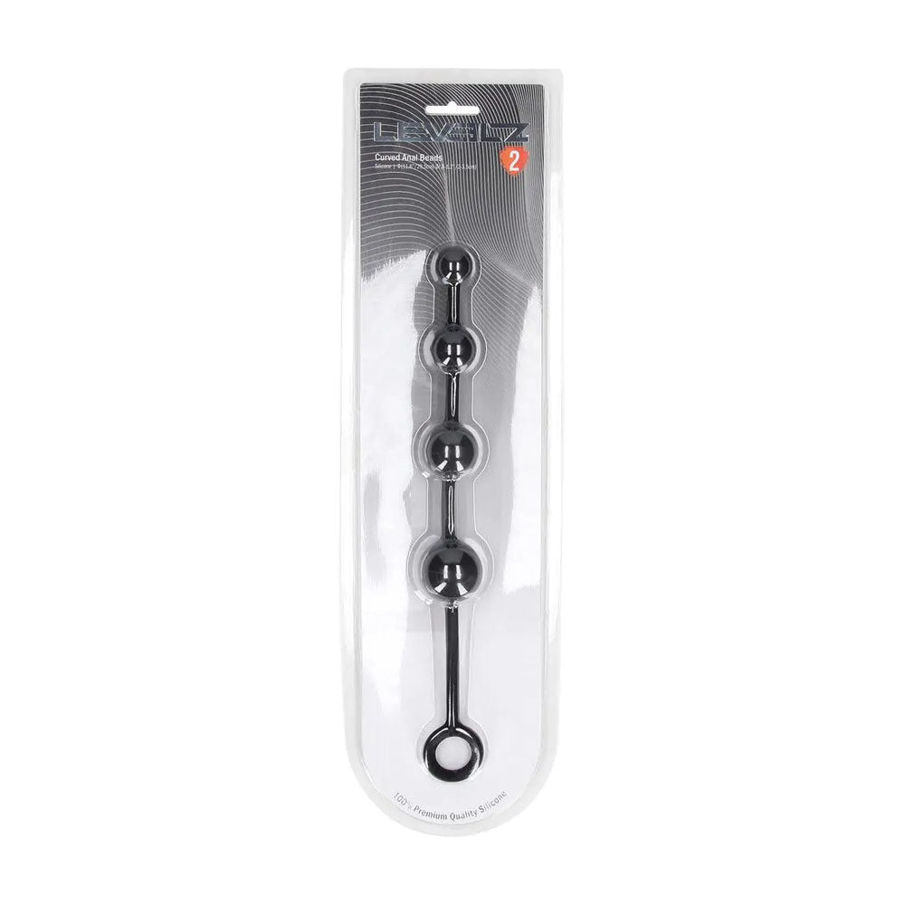 LEVELZ Curved Silicone Anal Beads - Black - Black 29.5 cm Anal Beads-LVL02-0037BLK