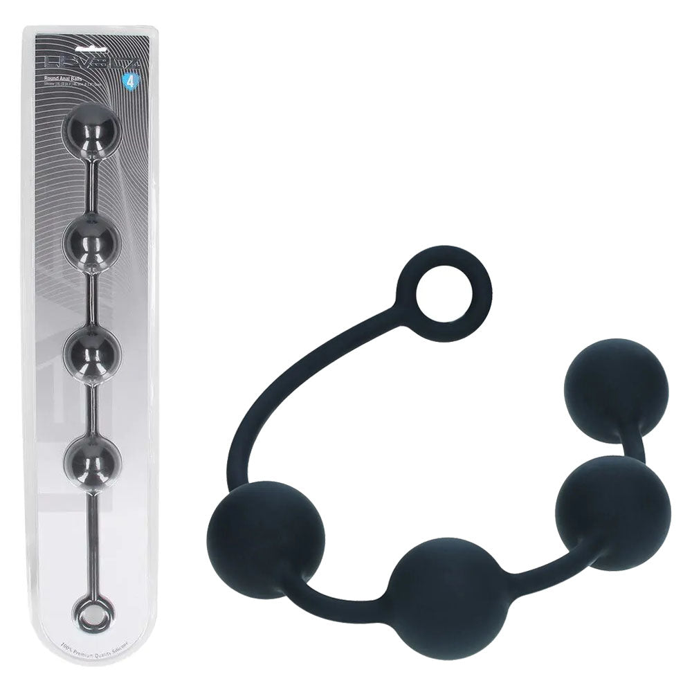 LEVELZ Round Anal Balls - XL - 50mm - Black 46.5 cm XL Anal Beads-LVL04-0004BLK
