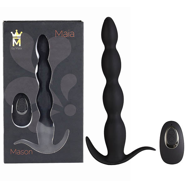 Maia Mason - Black 23.6 cm USB Rechargeable Anal Beads with Wireless Remote-MA109