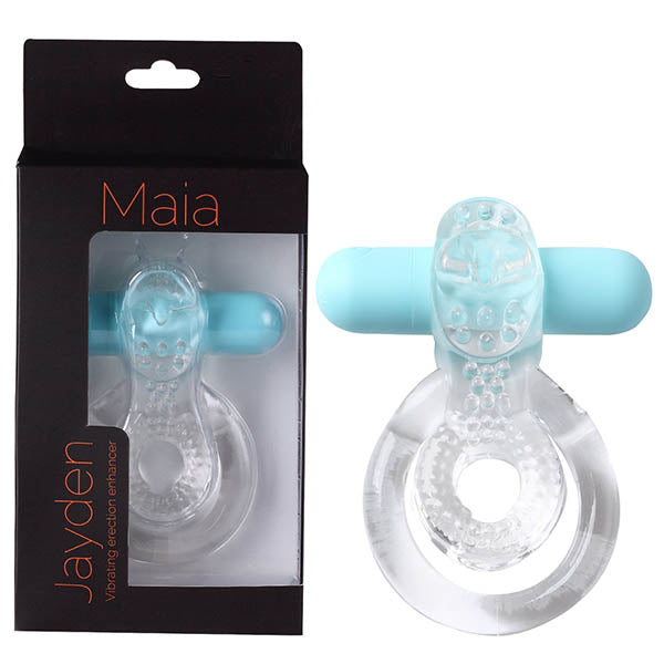 Maia Jayden - Clear/Blue USB Rechargeable Vibrating Cock & Ball Rings-MA1720-CLR